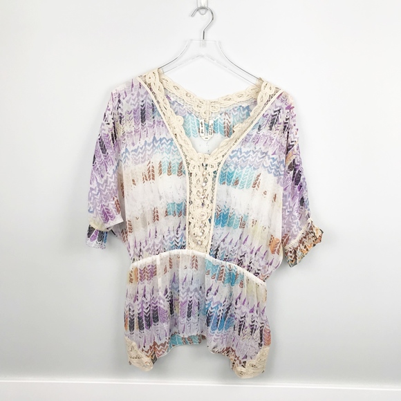 Free People Tops - Free People Boho Blouse Multi Color Medium